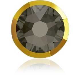 P3533-Swarovski Elements 2088/I Black Diamond Dorado Z Foiled 7mm-1buc - bijuterii personalizate din argint | simoshop