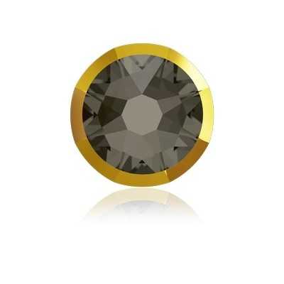 P3533-Swarovski Elements 2088/I Black Diamond Dorado Z Foiled 7mm-1buc - bijuterii personalizate din argint | simoshop