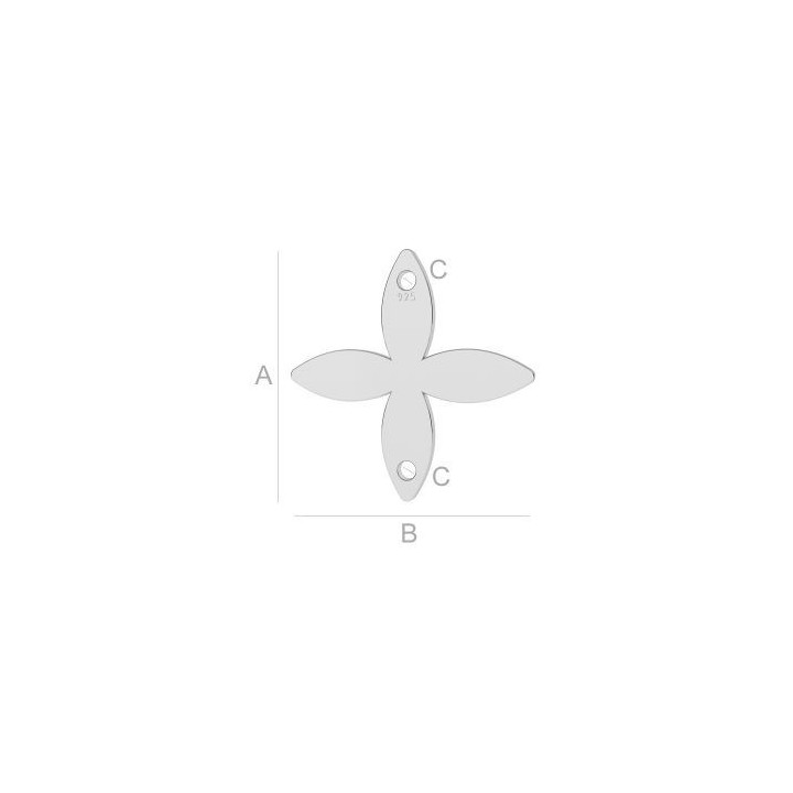 G0227-Link Floare argint 925 15.90mm-1buc