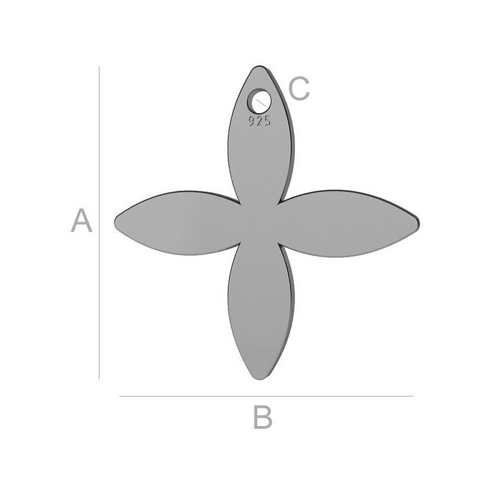 G0901-Charm floare Argint 925 11.60mm-1buc