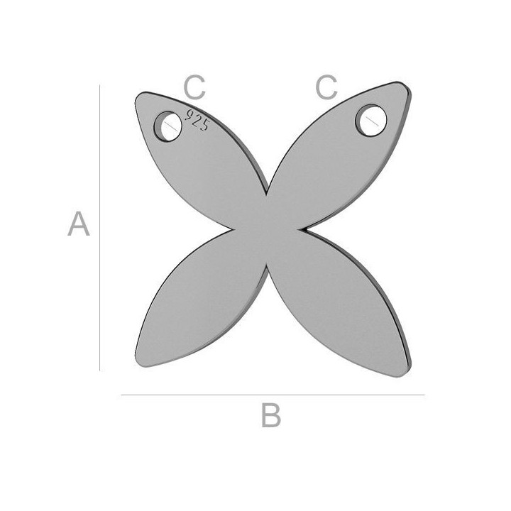 G0706-Charm/Link fluture cu doua gauri argint 925 11.60mm-1buc