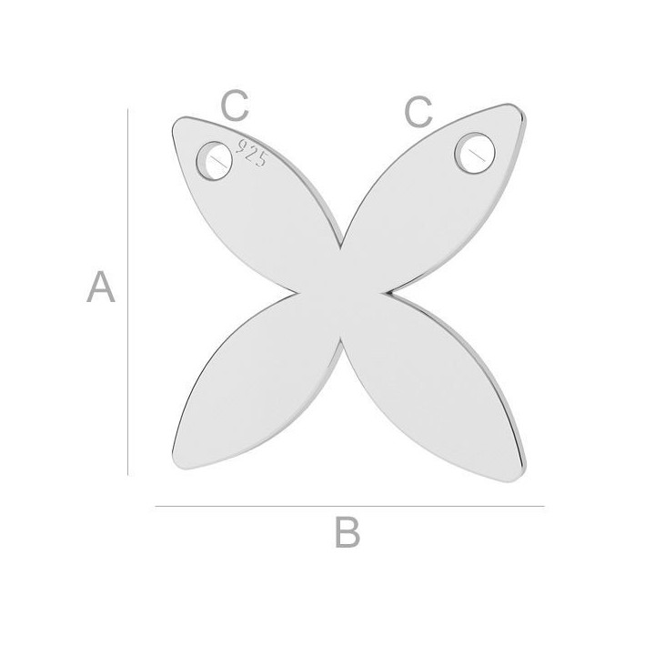 G0706-Charm/Link fluture cu doua gauri argint 925 11.60mm-1buc