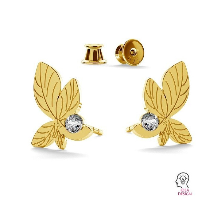 G0382-Tije cercei argint 925 Frunze cu loc pentru Swarovski 2058 SS7 11.40x8.50MM-PERECHE