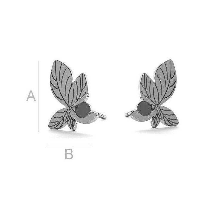 G0382-Tije cercei argint 925 Frunze cu loc pentru Swarovski 2058 SS7 11.40x8.50MM-PERECHE