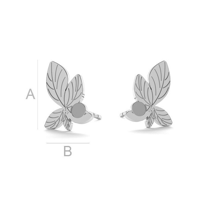 G0382-Tije cercei argint 925 Frunze cu loc pentru Swarovski 2058 SS7 11.40x8.50MM-PERECHE
