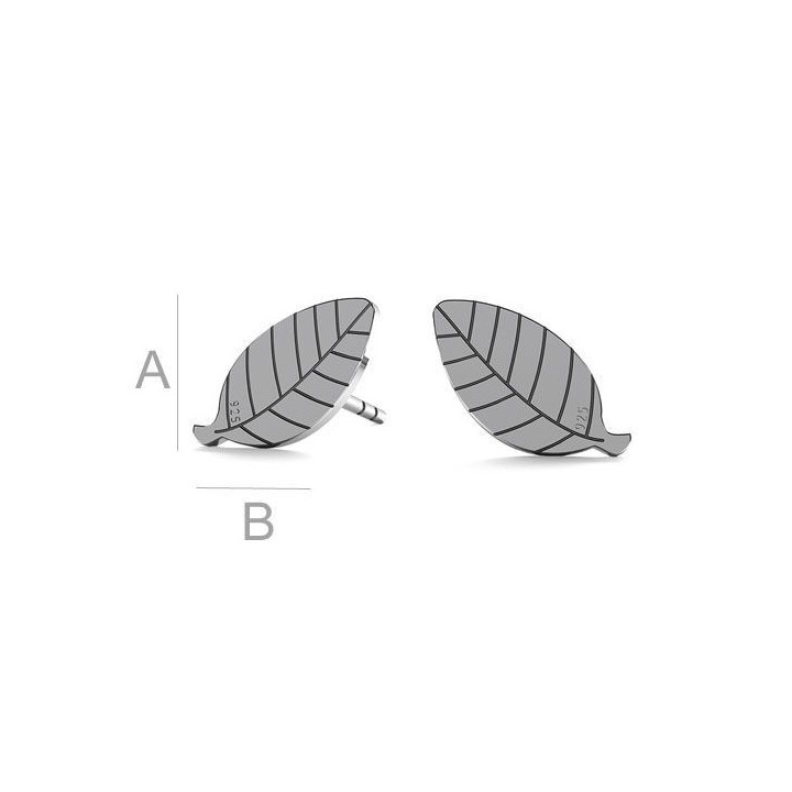 G0454-Tije cercei argint 925 Frunze 10x5MM-PERECHE
