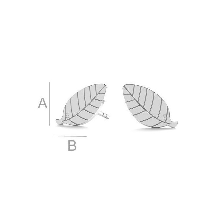 G0454-Tije cercei argint 925 Frunze 10x5MM-PERECHE