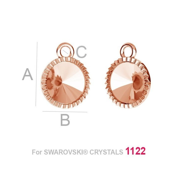G0955-Baza pandant Argint 925 cu bordura pentru Swarovski Rivoli 1122 SS39 8MM-1buc - bijuterii personalizate din argint | simos