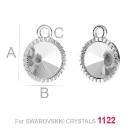 G0955-Baza pandant Argint 925 cu bordura pentru Swarovski Rivoli 1122 SS39 8MM-1buc - bijuterii personalizate din argint | simos