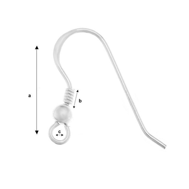 G0233-Tortite cercei tesite cu biluta si arc 16.5mm - bijuterii personalizate din argint | simoshop