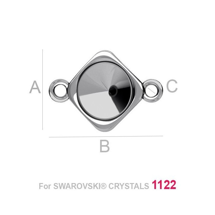 G1929-Link argint 925 pentru Swarovski 1122 Rivoli 8MM-1buc