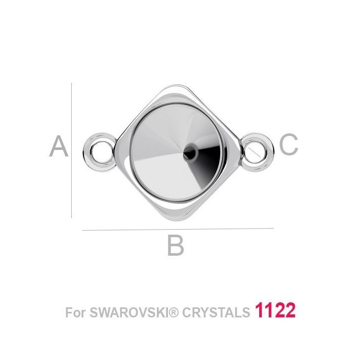G1929-Link argint 925 pentru Swarovski 1122 Rivoli 8MM-1buc