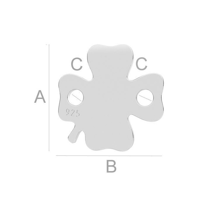 G1934-Link Trifoi Argint 925 11,10MM, 0.33MM  grosime-1 buc