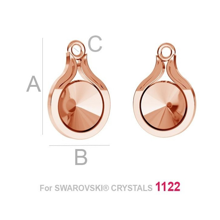 G1936-Baza pandant argint 925 pentru Swarovski Rivoli 1122 8MM-1buc