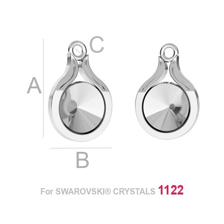 G1936-Baza pandant argint 925 pentru Swarovski Rivoli 1122 8MM-1buc