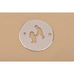 LASER-CUT-003-Link rotund din argint 925 diametru 16.5mm decupat model cu mama si copilul 1 buc
