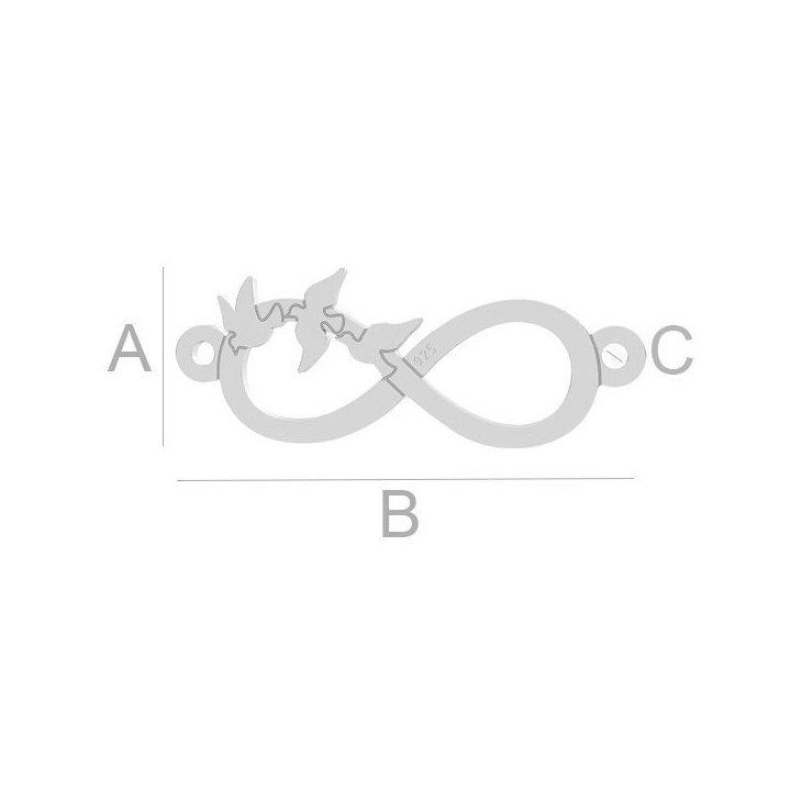 G1948-Charm/Link argint 925 Infinit cu pasari 22MM