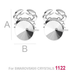 G1952-Tija Crab argint 925 pentru Swarovski Rivoli 1122 8MM