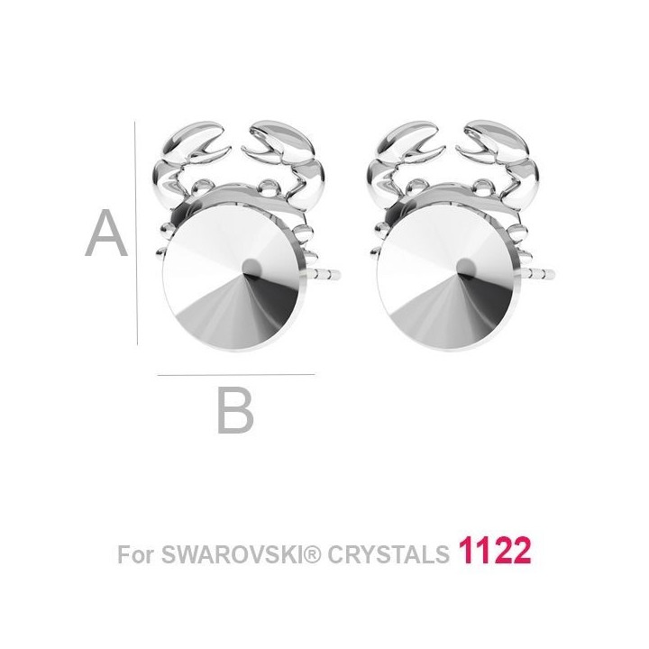 G1952-Tija Crab argint 925 pentru Swarovski Rivoli 1122 8MM