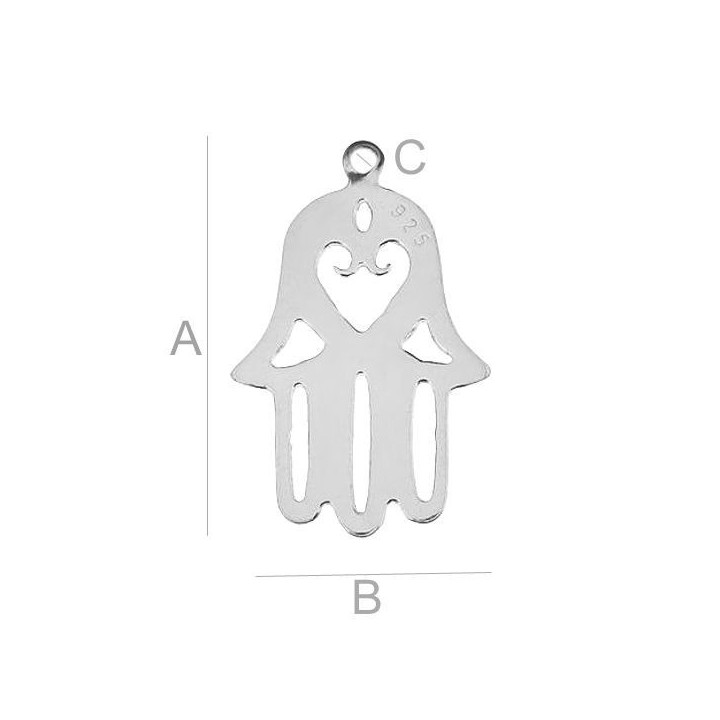 G1958-Charm argint 925 simbol mana Hamsa 19.70MM