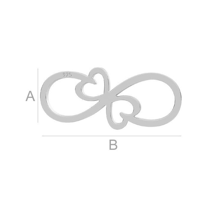 G1959-Charm/Link Infinit cu inimioare argint 925 17.40MM