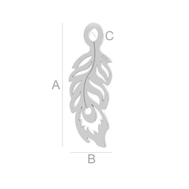 G1962-Charm argint 925 pana de paun 19.60MM