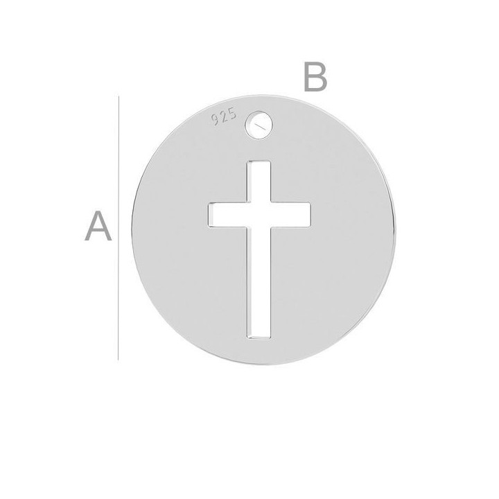 G1966-Charm banut argint 925 cu cruciulita decupta 12MM
