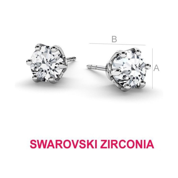 G1969-Tija cercei argint 925 cu piatra Swarovski de 6MM-1buc