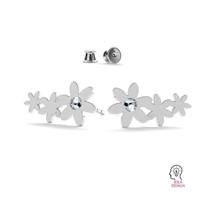 G1970-Cercei argint 925 Floricele cu loc pentru cristal Swarovski 2058 SS7-Pereche