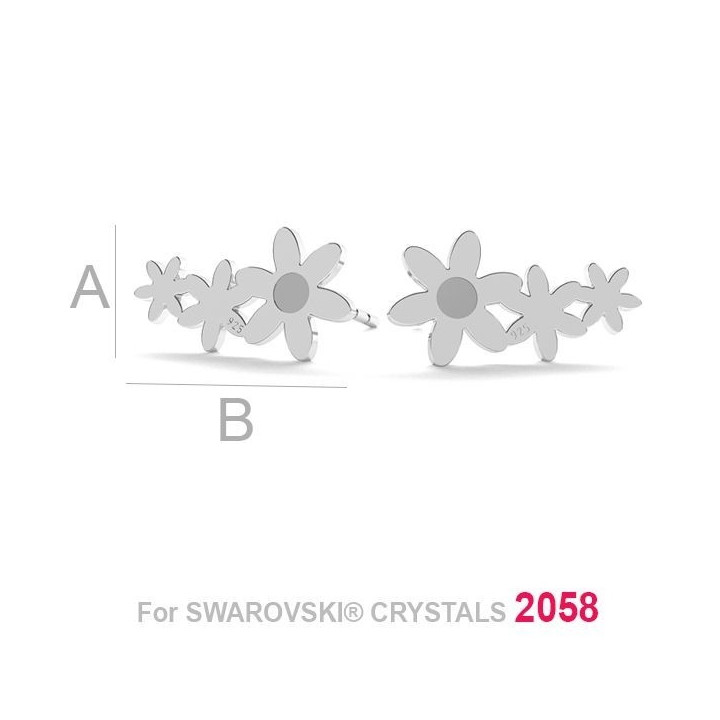 G1970-Cercei argint 925 Floricele cu loc pentru cristal Swarovski 2058 SS7-Pereche