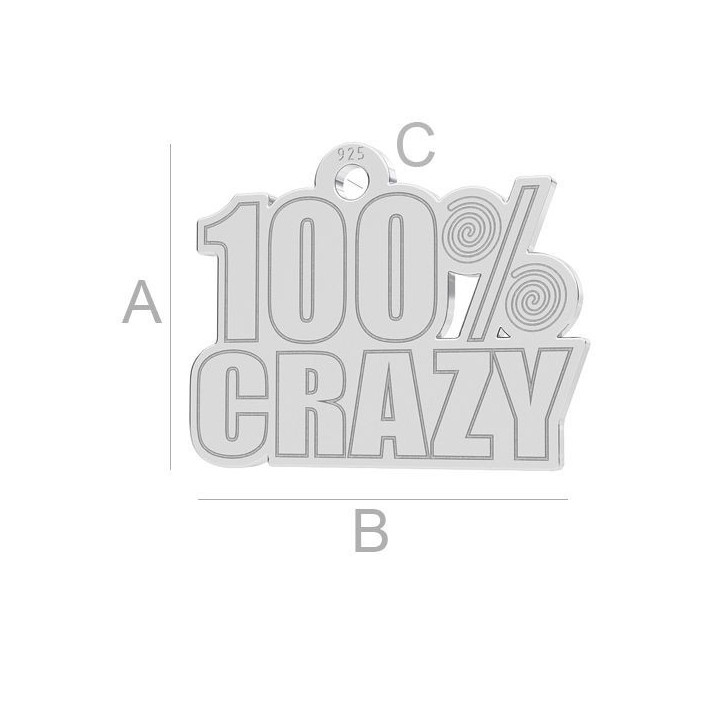 G1995-Charm argint 925 100% CRAZY 14MM-1buc
