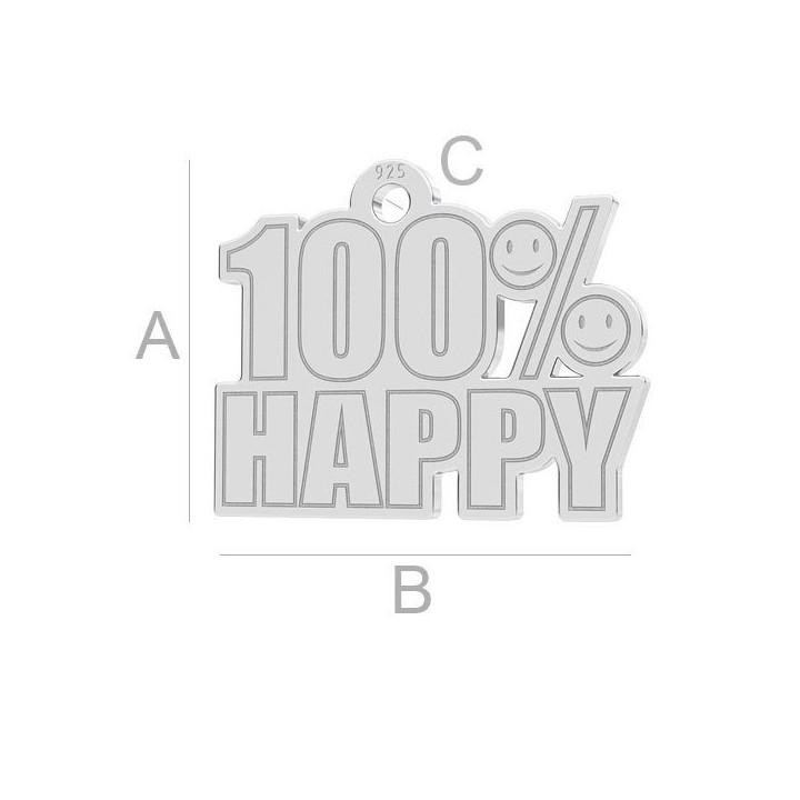  G1997-Charm argint 925 100% Happy 14MM-1buc