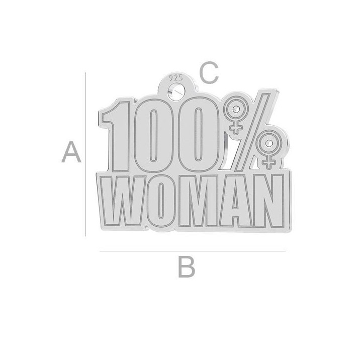 G1999-Charm argint 925 100% WOMAN 14MM-1 buc
