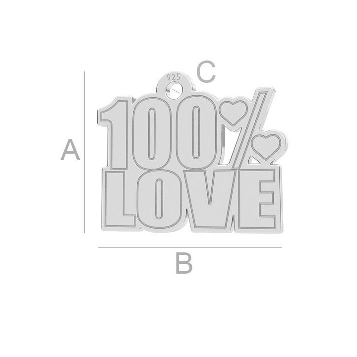 G2002-Charm argint 925 100% LOVE14MM-1 buc