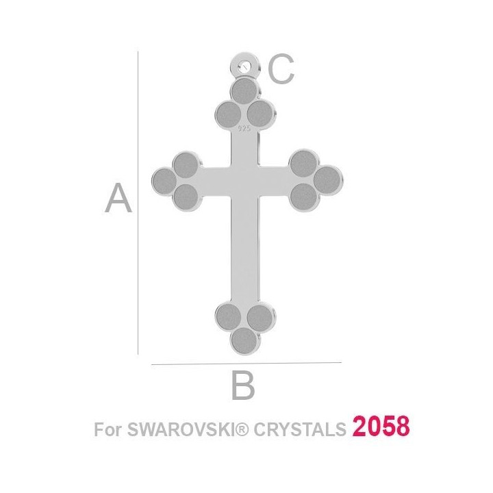 G2004-Charm Cruciulita 28MM argint 925 cu loc pentru 12 cristale 2058 ss7
