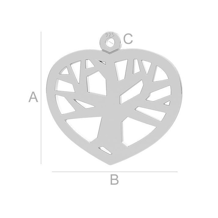 G2008-Charm/pandant copac inima argint 925 17x18.10MM