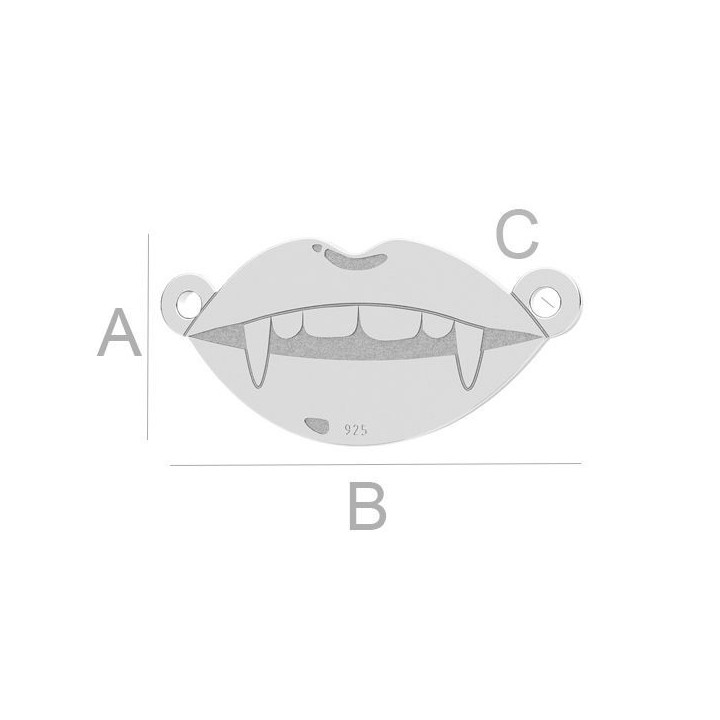 G0488-Link argint 925 Dinti de Vampir 18.80MM-1buc