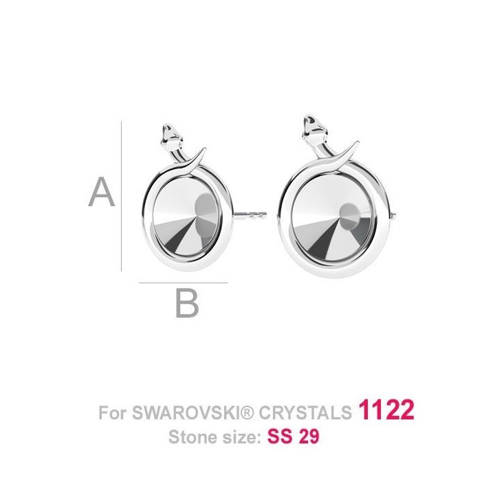 G0114-Tija cercel Sarpe pentru Swarovski Rivoli 1122 6MM-1buc