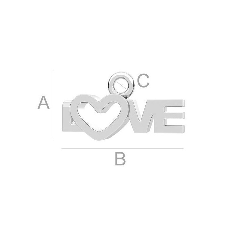 G0529-Charm LOVE argint 925 15.50MM-1buc