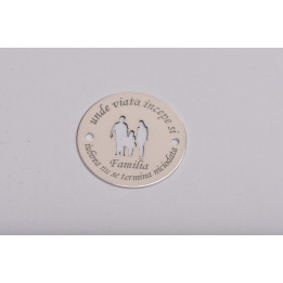 E0149-G-Banut decupat cu parinti si fetita in mijloc cu scris la rotund 16.5mm, 0.33mm - bijuterii personalizate din argint | si