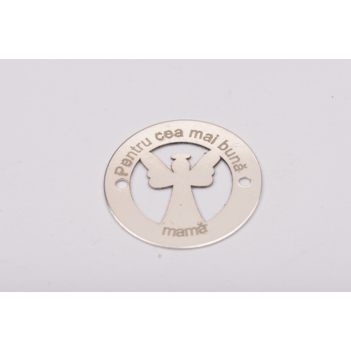 E0153-G-Banut 16.5 decupat cu Ingeras si cu scris la rotund - bijuterii personalizate din argint | simoshop