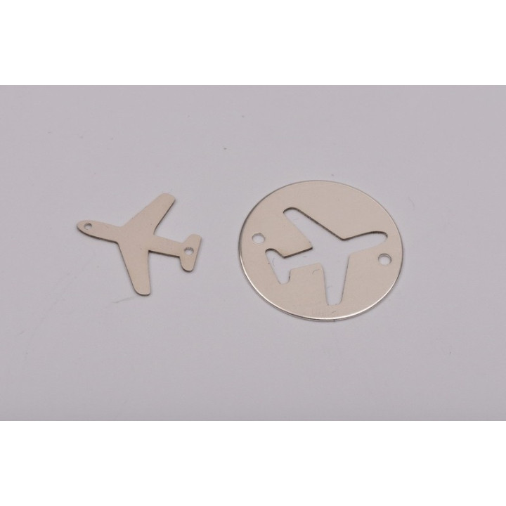 E0154-N-Banut 16.5mm decupat in forma de avion + charm avion - bijuterii personalizate din argint | simoshop