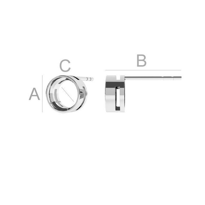 G2012-Tija rotunda argint 925 pentru Swarovski 1088 Xirius sau 1122 Rivoli SS29 6MM-1buc