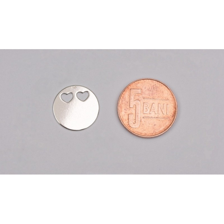 G1521-N-Charm link banut argint cu inimioare 14mm