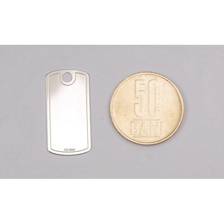 Pandantiv Dog Tag din Argint 925 Lucios pentru Gravura si Personalizare G1515 G 28x14MM