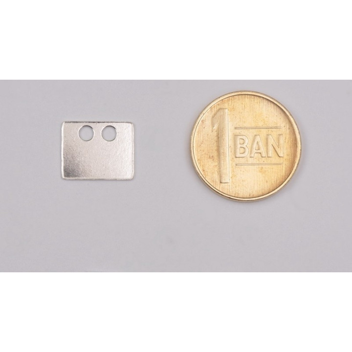 G1568-Charm dreptunghi din argint cu 2 gauri 9x11mm