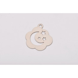 Laser-Cut-064-Charm norisor cu luna si stele decupate 20mm grosime 0.4mm
