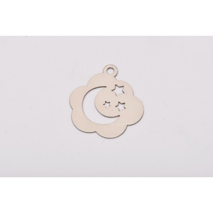 Laser-Cut-064-Charm norisor cu luna si stele decupate 20mm grosime 0.4mm