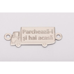 E0163-G-Link TIR decupat din argint 925 25x10mm text gravat "Parcheaza-l si hai acasa" - bijuterii personalizate din argint | si