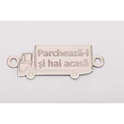 Pandantiv camion TIR argint 925 gravat pentru șoferi 25 mm